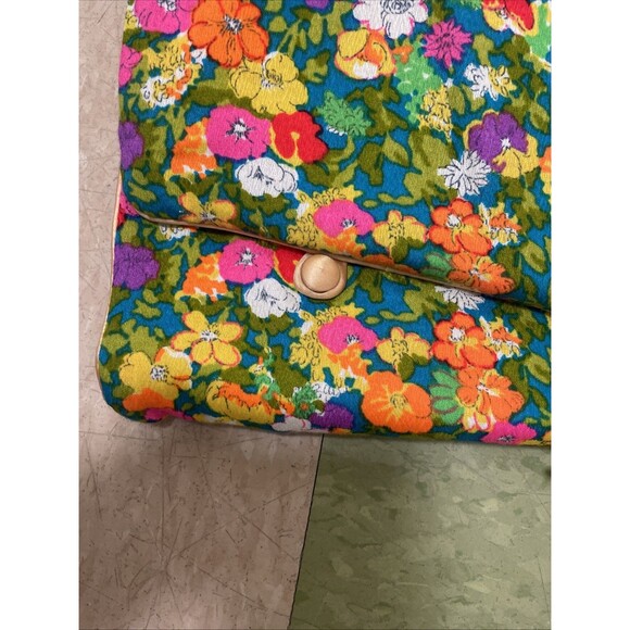 VTG Mod Brightly Colored Floral Travel Hanging Toiletry Bag Makeup Organizer 70s - Picture 9 of 10